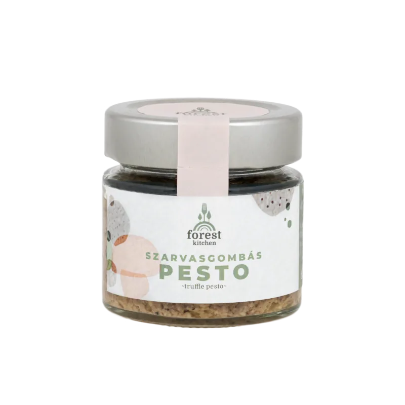 Szarvasgombás pesto 85 g, Forest Kitchen üveg fehér háttér előtt